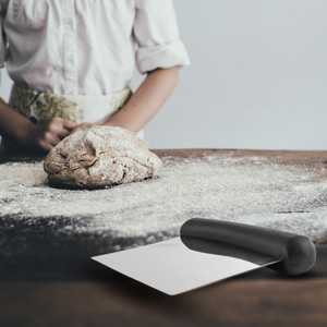 Raspadores de masa de acero inoxidable de 11x8,5 cm con mango de plástico, herramienta de cocina para hornear y repostería para Pizza, pan, Pasta - Product Image 3