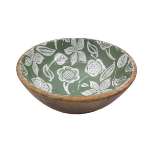 Cuenco para servir de comida de madera hecho a mano, cuenco redondo de madera de mango, pegatina, cuenco para servir CENA DE MESA esmaltado - Product Image 4