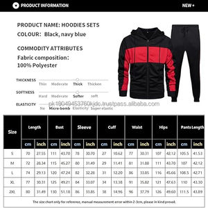 Survêtement athlétique personnalisé pour hommes, à capuche, manches longues, fermeture à glissière complète, pantalon de jogging, 2 pièces, patchwork, tenues de sport, hiver, taille XL - Product Image 6