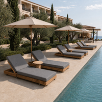 Chaise longue d'extérieur en teck, imperméable, qualité commerciale, pour hôtel, resort, chaise longue de piscine réglable