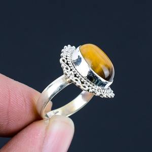 Bague en argent Style Boho faite à la main bijoux en argent Sterling 925 oeil de tigre pierres précieuses tendance bague bijoux pour femmes cadeau pour elle - Product Image 4