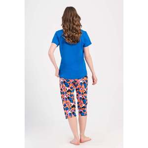 Conjunto de Pantalones Capri y Top de Cuello Redondo KADIN P.SUPREM O YAKA KISA KOL ETEGI OVAL - AZUL NOCTURNO - AZUL NOCTURNO - Product Image 4