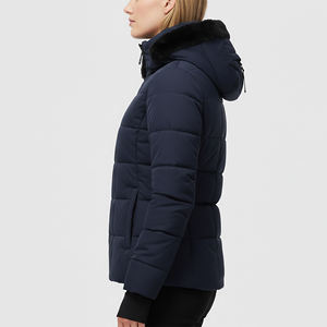 High Quality Custom Made Winter Wear <b>Fur</b> Hooded Zip Up Puffer Jacket Custom Printed Logo Relaxed Fit Hip Hop Style Bubble Jacket - Product Image 3