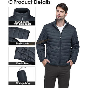 <b>Men's</b> Customizable Packable Puffer <b>Jacket</b> Hot-Selling Winter Insulated Coat with Elastic Hem & Cuffs OEM Wholesale Factory - Product Image 6