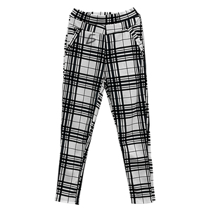 Leggings in maglia elasticizzata a vita alta con motivo a quadri e logo a lettere, taglia XL, per yoga e abbigliamento casual invernale da palestra - Product Image 5