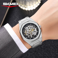 Reloj de Hombre de Lujo, Estilo Antiguo, con Logotipo Personalizado OEM, Movimiento Mecánico, Correa de Acero Inoxidable, Caja Octogonal y Cristal