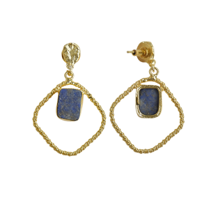 Boucles d'oreilles pendantes en laiton naturel, cristal de guérison authentique de qualité supérieure, finition plaquée or 18 carats, pièce tendance et audacieuse, qualité d'exportation en gros - Product Image 3
