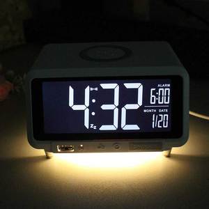 Điện Thoại Di Động Không Dây Đồng Hồ Để Bàn Báo Thức Thông Minh Màn Hình <span class=keywords><strong>LCD</strong></span> Lớn Sạc Nhanh 15W Có Đèn Ngủ Sạc USB - Product Image 6