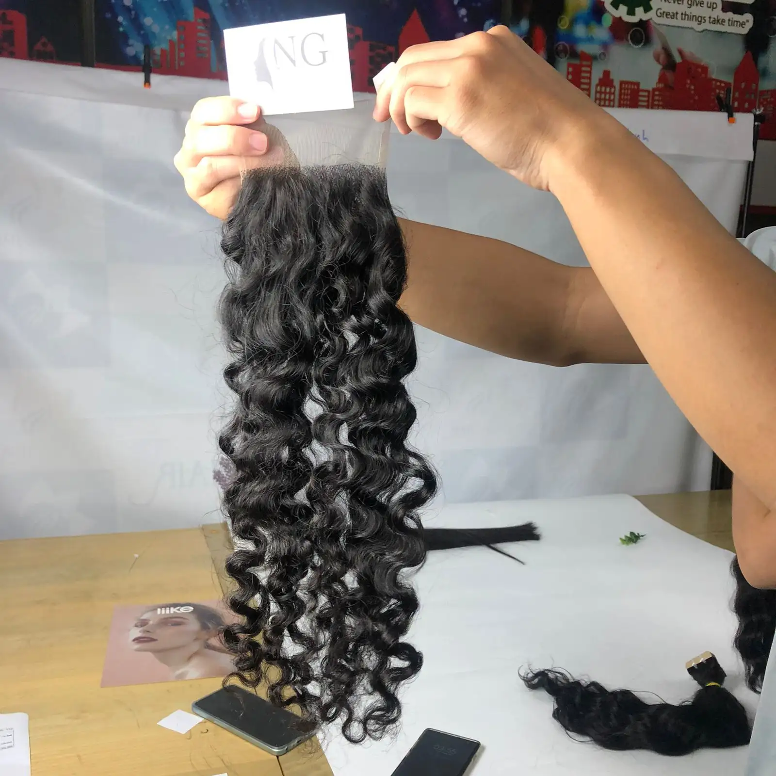 شعر مستعار مجعد بورمي مع دانتيل من 8 إلى 32 إنش شعر بشري فيتنامي 100% لجميع الألوان وصلات شعر بشري مصنوعة بواسطة NG Hair