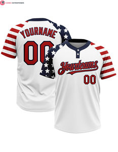Maillot de Softball Drapeau USA Personnalisé Chemise de Softball Imprimé Personnalisé Votre Nom et Numéro Deux Boutons Maillot pour Hommes/Femmes/Jeunes - Product Image 3