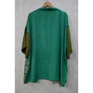 Robe kimono courte en patchwork de soie, faite à la main, imprimée à l'indienne, grande taille, respirante, décontractée, longueur genou, vêtement de nuit, veste de détente - Product Image 4