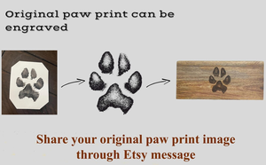 Urne pour animaux de compagnie gravée en photo avec motif de patte Urnes de crémation en bois de manguier - Product Image 4