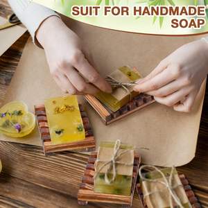 Porte-savon de douche en bois plat égouttoir marron plateau support pour salle de bain cuisine voyage éponge - Product Image 3