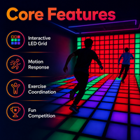 Sol interactif à pixels activés par LED, système d'entraînement sensoriel intelligent pour le fitness, machine de jeu de qualité commerciale