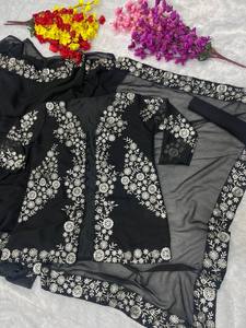 ALMUERZO NUEVO DESGASTE DE FIESTA VIDYA BALAN SAREES CON TRABAJO DE BORDADO PESADO KOTI - Product Image 4