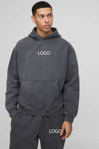 เสื้อฮู้ดผ้ากรดสำหรับผู้ชายและผู้หญิงชุดวอร์มสีดำขนาดใหญ่พิเศษพิมพ์โลโก้ได้ตามต้องการชุดใส่ได้ทั้งชายและหญิง500gsm ไซส์พิเศษ - Product Image 2