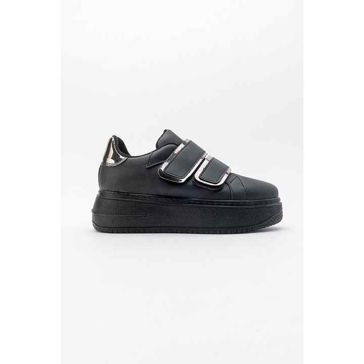 Women's Double Velcro Sports Shoes Black Platinum