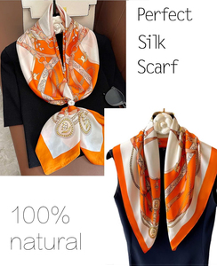 Pañuelo de Seda 100% con Estampado Digital a Cuadros y Logotipo Personalizado, Hijab de Satén Suave de Alta Calidad - Product Image 5