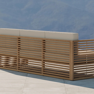 Canapé Trois Places En Bois De Teck Massif Style Minimaliste-Jova - Product Image 4