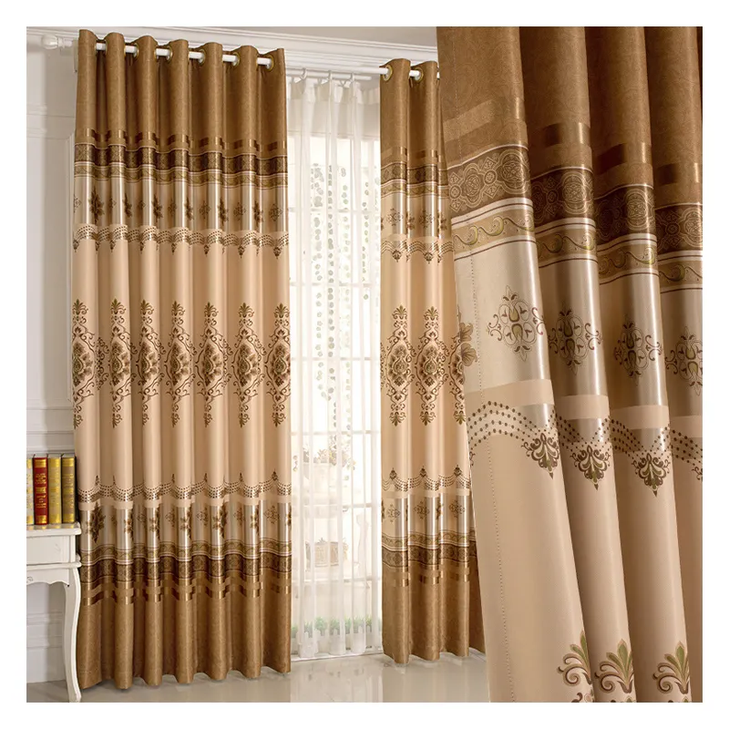 JA Wholesale Luxury European Style Stripe Printed Blackout Fabric Beautiful Window-Ready Curtains for Enhanced Privacy Style