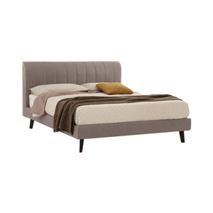 Italian-made double <b>bed</b>, elegant design. Upholstered in fabric, genuine leather, or eco-leather. Optional storage box. - Product Image 1