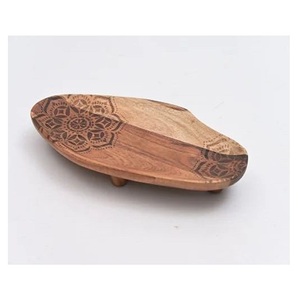 แผ่นชาร์จไม้ธรรมชาติพร้อมดีไซน์แกะสลักแผ่นรองจานสำหรับเสิร์ฟใต้/จานออกแบบได้ตามต้องการ - Product Image 1