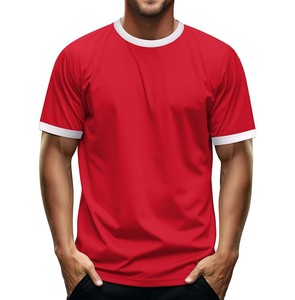 Plain Ringer Tee Camisetas 100% Peinado Anillo 100% Algodón Vintage Manga Hombres-Cuello Camiseta Vintage Manga Hombres Camisetas - Product Image 2