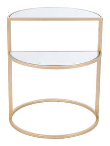 Top vente Table d'appoint au design luxueux Table d'appoint à demi-rond avec cadre en métal en verre pour la décoration de la chambre à coucher du salon - Product Image 5