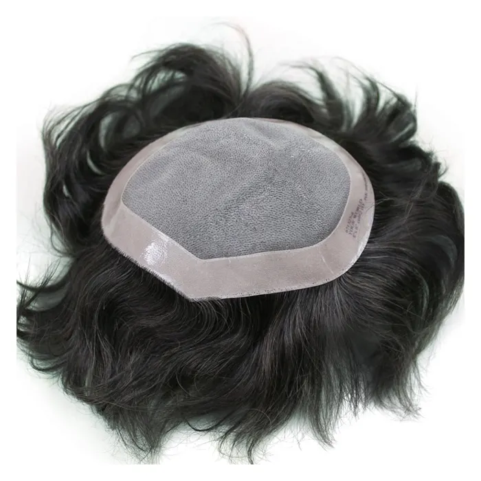 Pure Black Natural 100% Human Hair Toupee For Men Extra Light Density Thin Skin Lace Toppers For Gents From Bangladesh
