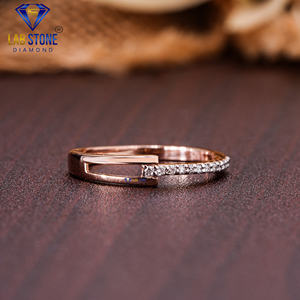 0.168 TDW banda de diamantes redondos anillo de compromiso de oro rosa de 18 quilates Cvd/Joyería de diamantes Hpht - Product Image 1