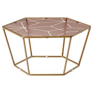 Table d'appoint design artisanale avec finition plaquée or et plateau en verre coloré élégant pour les installations de loisirs et les bars - Product Image 1