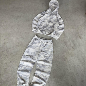 Streetwear personnalisé sweat à capuche zippé pantalon de survêtement imprimé Dtg complet survêtements amples joggeurs hommes tye die sweat à capuche camo mode hommes ensembles - Product Image 1