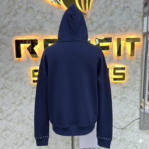 Sudadera con Capucha y Cremallera, Estilo Desgastado, con Pedrería, Lavado Ácido, para Hombre, Ropa Urbana de Forro Polar, Servicios OEM de Bajo Costo y Buen Material - Product Image 2