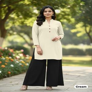 New Arrival Plain Rayon <b>Kurti</b> And Plazzo Manufacturer And Supplier From Surat At Wholesale Rate - Product Image 1