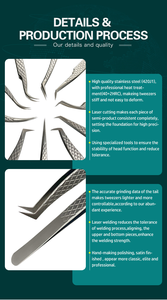 Pinzas de pestañas de etiqueta privada personalizables para damas, punta de fibra de volumen recto, Material de acero inoxidable con empuñaduras de diamante - Product Image 5