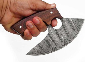 Venta caliente Damasco Acero Ulu Cuchillo Pizza Cortador Cuchillo - Product Image 4