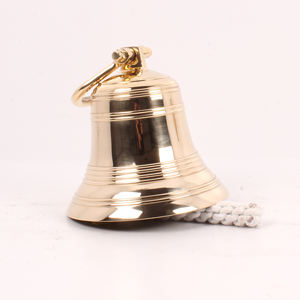 Cloche de bateau en laiton poli doré brillant à la main simple cloche de bateau nautique murale unique au prix de gros fabriquée en Inde - Product Image 3