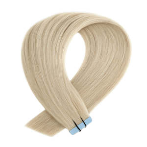 <b>Ash</b> <b>Blonde</b> Remy Tape <b>Hair</b> <b>Extensions</b> 23 Inch Bone Straight Brazilian Human <b>Hair</b> Weft - Product Image 1
