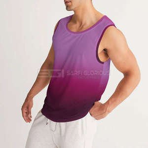 Sublimated high quality <b>men</b> tank top <b>singlet</b> gym workout fitness breathable sleeveless cotton spandex bulk wholesale factory - Product Image 4