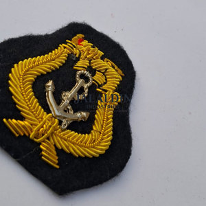 Royal Naval Cap <b>Badge</b> Handmade Embroidered Canvas Fabric 3D Golden Bullion Wire High Quality Anchor <b>Badge</b> - Product Image 3