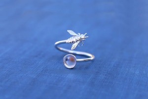 แหวนเงินน้ำผึ้งผึ้งแบบปรับได้แหวนเปล่าสำหรับถ้วยทรงหลังเบี้ยทรงกลมงานประดิษฐ์ทำด้วยตัวเองแหวนเครื่องประดับสำหรับทำฐาน - Product Image 2