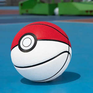 Ballon de basket-ball Pokémon Pokeball avec logo personnalisé, tailles 5 et 6, pour entraînement en intérieur, en caoutchouc et cuir, avec impression couleur - Product Image 3