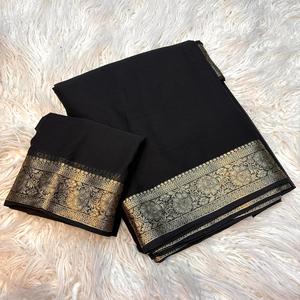 ชุดส่าหรีงานปาร์ตี้สไตล์อินเดีย พร้อมขอบผ้าทอลายแจ็คการ์ดเนื้อนุ่ม สีสันทันสมัยไม่ซ้ำใครสำหรับผู้หญิง-มีสินค้าพร้อมส่ง - Product Image 1