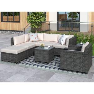 Resort Grade Handwoven PE Rattan L Shaped Outdoor <b>Corner</b> Couch Fabric Cushion Minimalist Living Room Dining <b>Garden</b> Furniture Set - Product Image 1