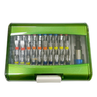 Jeu de 2 embouts de coloration chromés de haute qualité 1/4" x 25 mm avec support pour embouts dans un étui rigide (OEM)