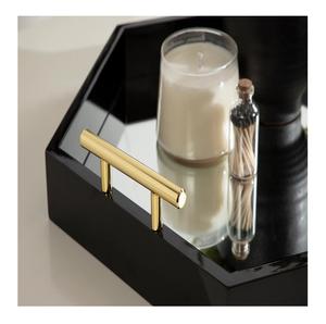 Plateau en bois de forme hexagonale avec poignée en métal et grossiste en verre de couleur noire de qualité supérieure Fabricant - Product Image 4