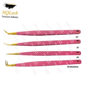 Pince à épiler lisse en acier inoxydable, couleur or ou rose, accessoires intelligents pour faux cils, pour extensions, logo personnalisé, Nqlash, 1 pièce - Product Image 5