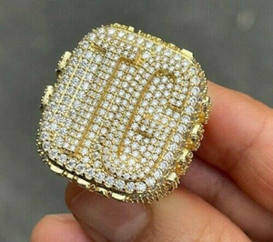 Anillo de joyería de lujo para hombre estilo Hip Hop de moda 10K 14K 18K oro completo VVS diamante Natural redondeado Baguette Moissanite - Product Image 1