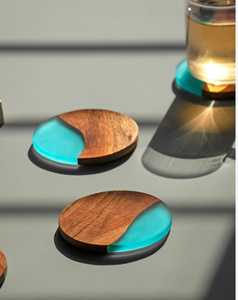 Posavasos clásico indio hecho a mano, mantel envejecido con diseño de madera con incrustaciones de resina, fabricante al por mayor, alfombrillas y almohadillas Premium - Product Image 5