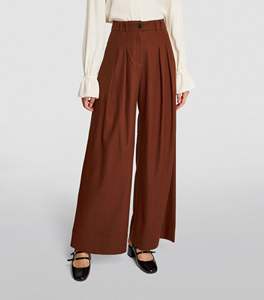100% coton matériel à la mode à la mode vêtements décontractés surdimensionné taille haute jambe large pantalon pantalon pour femmes - Product Image 4